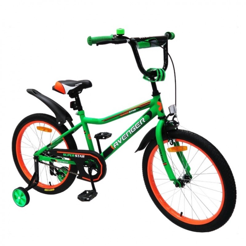 Велосипед 12  AVENGER SUPER STAR, зелёный/чёрный