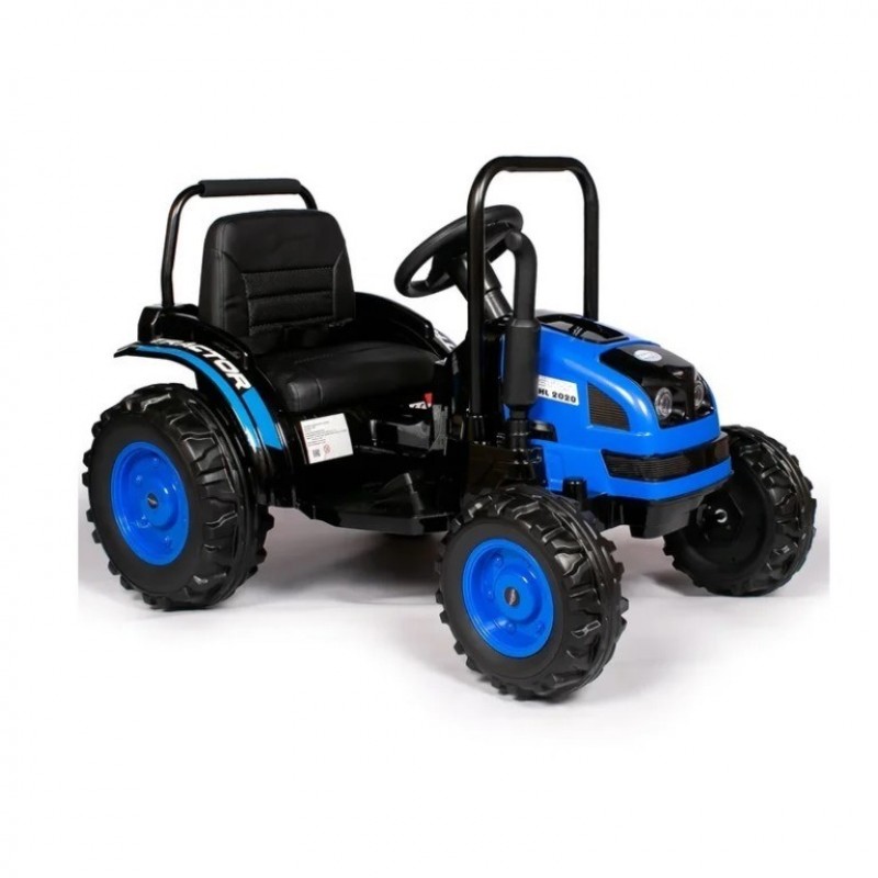 Детский электромобиль трактор TR001,  51629 с прицепом синий (Р)