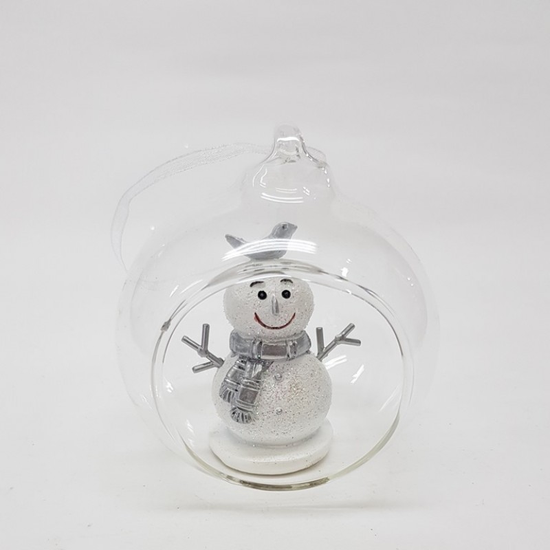 KEN78350  (3-72) Снеговик в стекл. шаре 8*7*9см