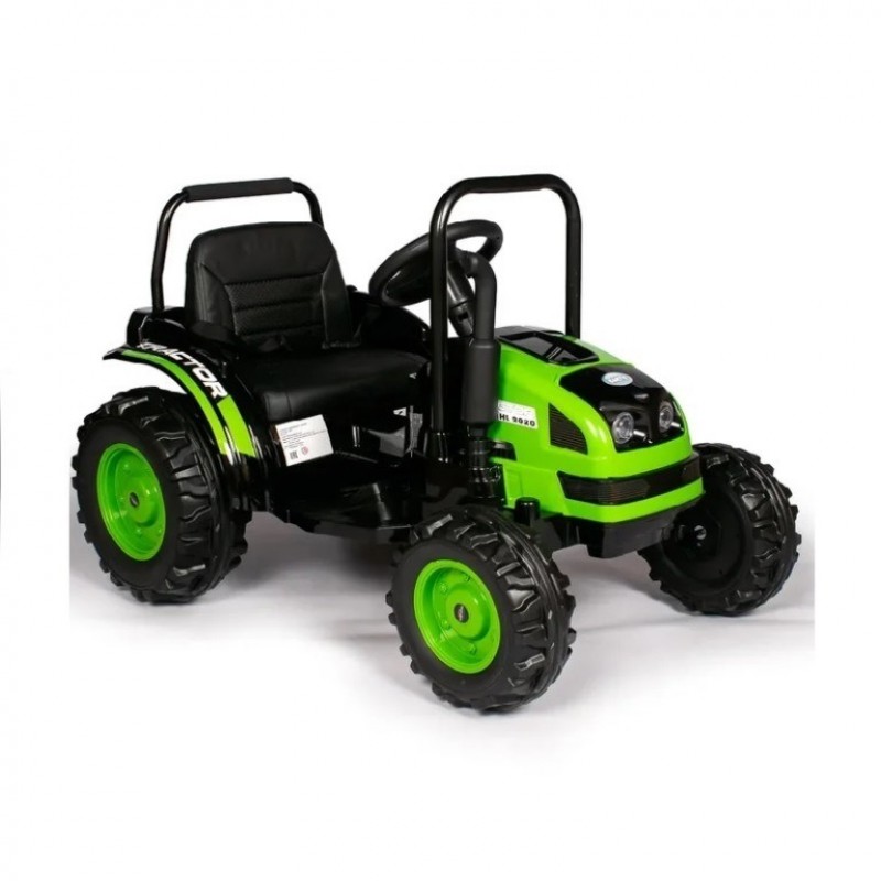 Детский электромобиль трактор TR001,  51627 с прицепом зеленый (Р)